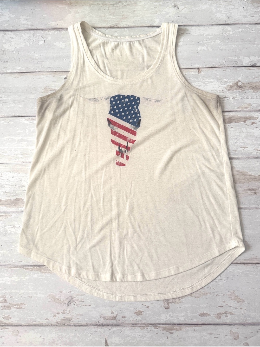 Fifth Sun Womens Medium Tank Top Patriotic 4th of July Long horns Shirt